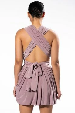ABOUT TIME SLEEVELESS BUBBLE MULTI WAY MINI DRESS 23 ABOUT TIME SLEEVELESS BUBBLE MULTI WAY MINI DRESS -AKIRA Sales Shop about time sleeveless bubble multi way mini dress mauve 10 10