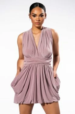 ABOUT TIME SLEEVELESS BUBBLE MULTI WAY MINI DRESS 19 ABOUT TIME SLEEVELESS BUBBLE MULTI WAY MINI DRESS -AKIRA Sales Shop about time sleeveless bubble multi way mini dress mauve 6 6