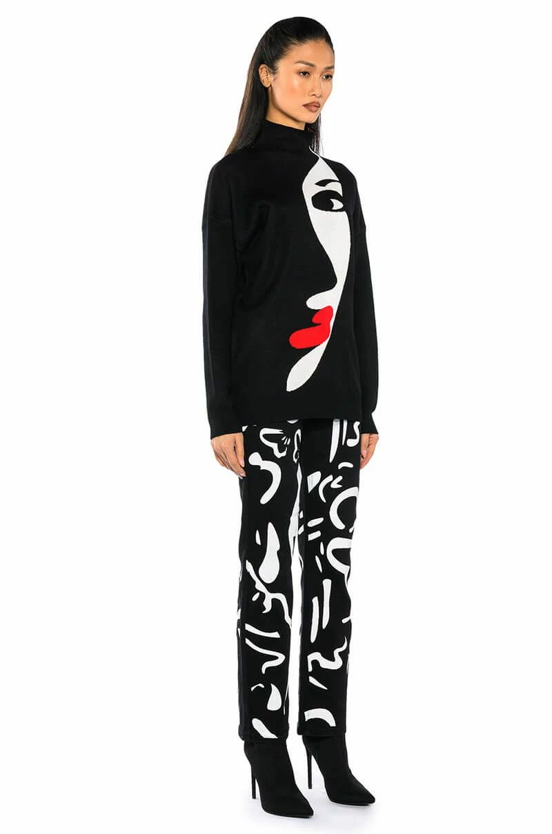 ABSTRACT PAINTED HIGH WAISTED WIDE LEG JEAN - Image 3