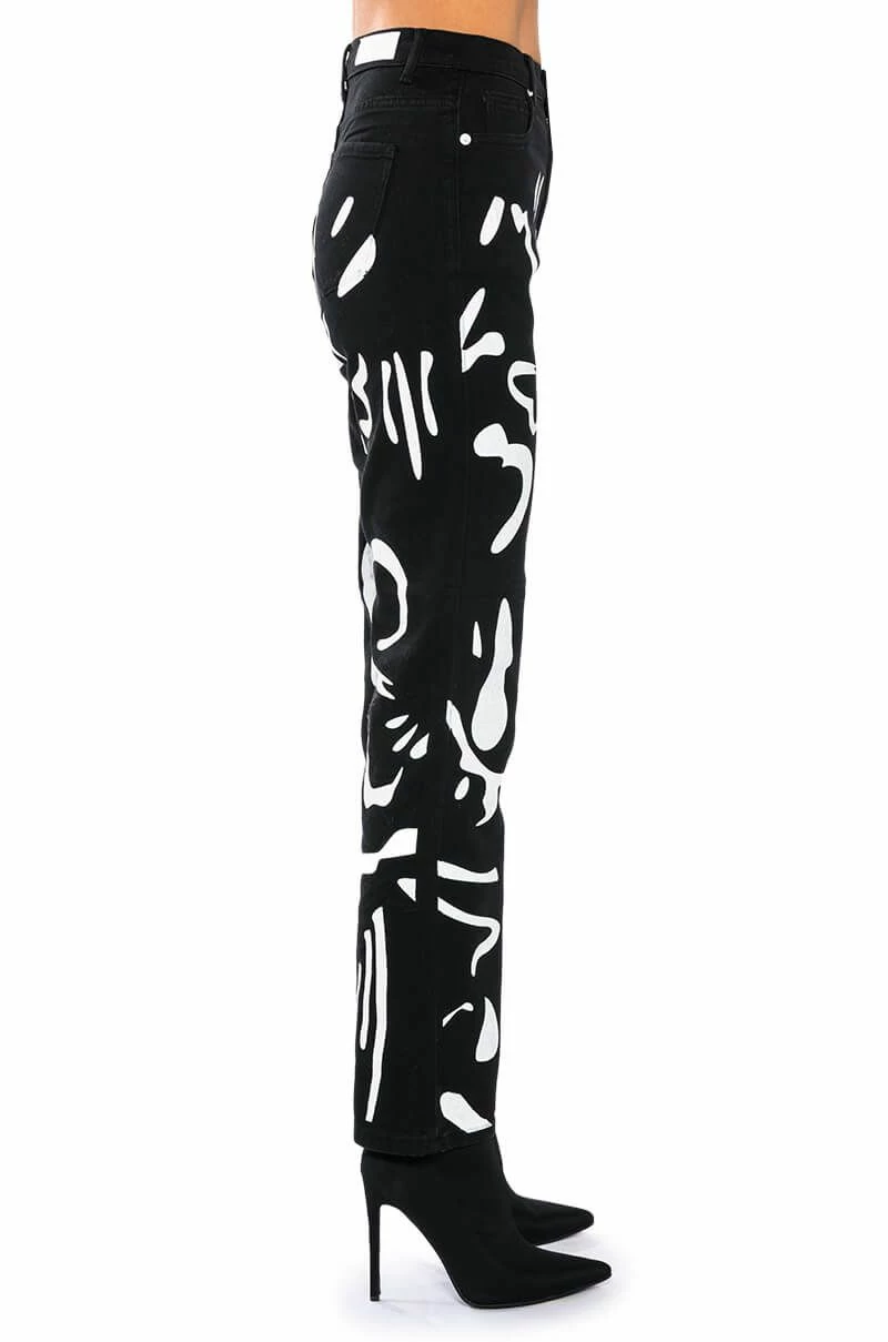 ABSTRACT PAINTED HIGH WAISTED WIDE LEG JEAN - Image 6