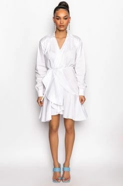 ADDICTED TO YOU WRAP FRONT MINI DRESS 15 ADDICTED TO YOU WRAP FRONT MINI DRESS -AKIRA Sales Shop addicted to you wrap front mini dress white 7 7
