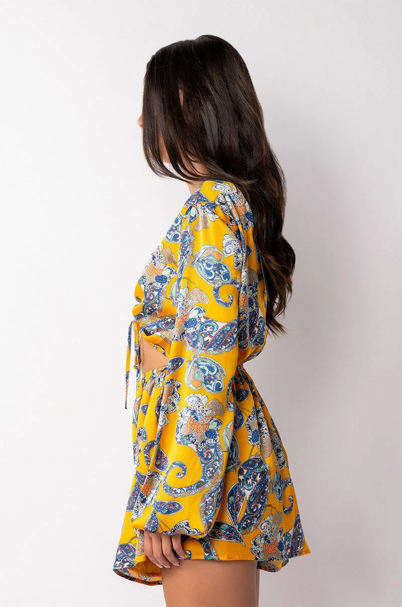 ADMIT IT LONG SLEEVE PRINTED ROMPER WITH CUT OUT 6 ADMIT IT LONG SLEEVE PRINTED ROMPER WITH CUT OUT - Image 4