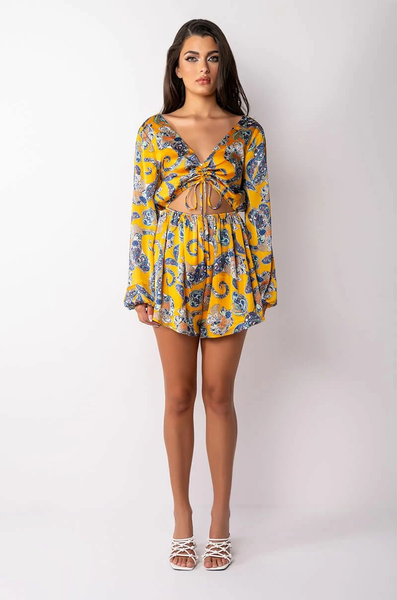 ADMIT IT LONG SLEEVE PRINTED ROMPER WITH CUT OUT 9 ADMIT IT LONG SLEEVE PRINTED ROMPER WITH CUT OUT - Image 7