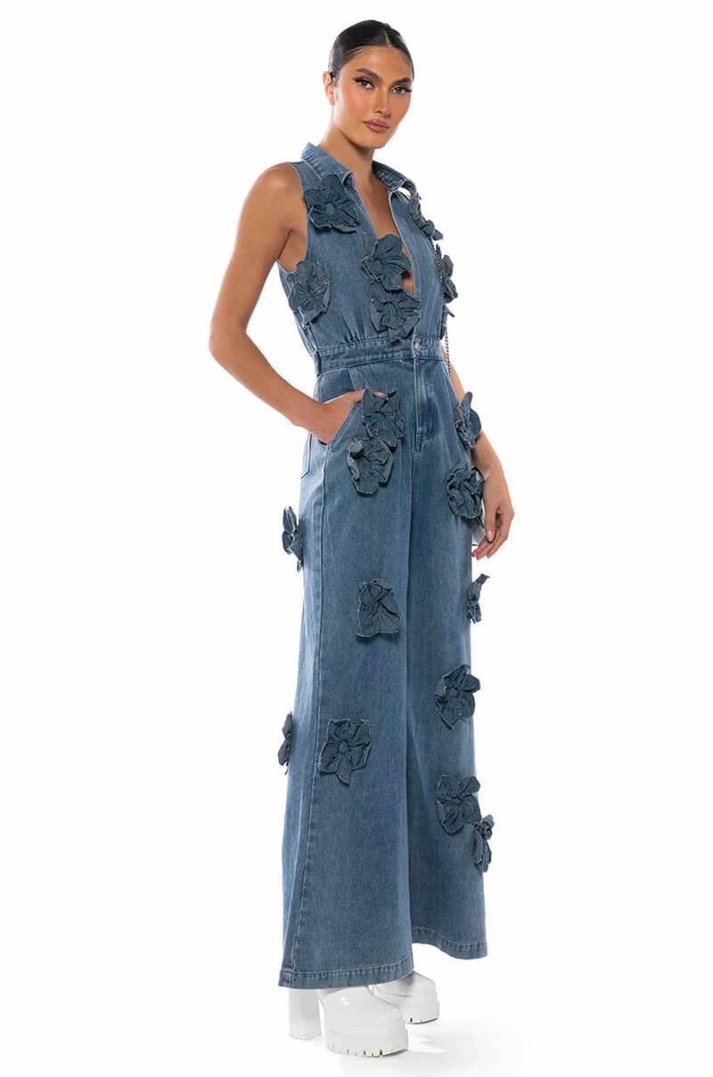 AFTER THE STORM FLORAL DENIM JUMPSUIT 4 AFTER THE STORM FLORAL DENIM JUMPSUIT - Image 2