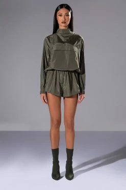 ALL DAY ERRANDS LIGHTWEIGHT ROMPER IN OLIVE 13 ALL DAY ERRANDS LIGHTWEIGHT ROMPER IN OLIVE -AKIRA Sales Shop all day errands lightweight romper in olive olive 6 6