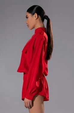 ALL DAY ERRANDS LIGHTWEIGHT ROMPER IN RED -AKIRA Sales Shop all day errands lightweight romper in red red 3 3