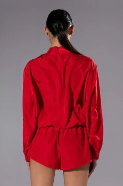 ALL DAY ERRANDS LIGHTWEIGHT ROMPER IN RED -AKIRA Sales Shop all day errands lightweight romper in red red 4 4