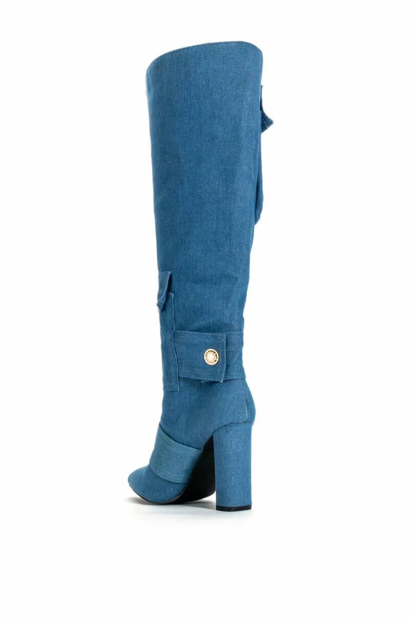 ALL OVER ME CHUNKY CARGO PATCHWORK BOOT IN DENIM 6 ALL OVER ME CHUNKY CARGO PATCHWORK BOOT IN DENIM - Image 4