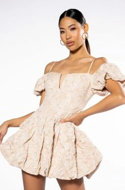 AURORA OFF SHOULDER BUBBLE MINI DRESS