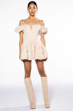 AURORA OFF SHOULDER BUBBLE MINI DRESS 15 AURORA OFF SHOULDER BUBBLE MINI DRESS -AKIRA Sales Shop aurora off shoulder bubble mini dress cream 7 7