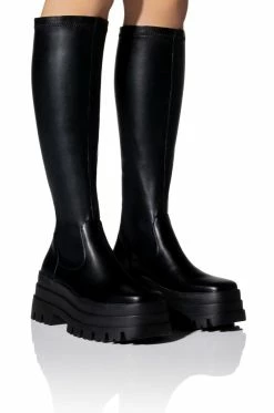 AZALEA WANG ARETHA STRETCH BOOT WITH 4 WAY STRETCH IN BLACK