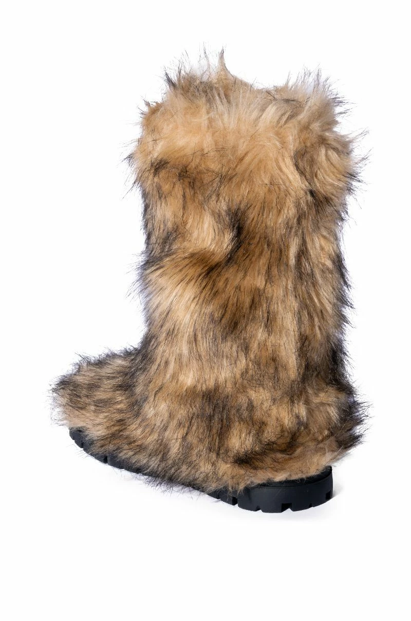 AZALEA WANG ASPEN FURRY BROWN MULTI BOOTIE - Image 4