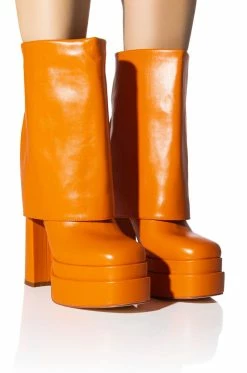 AZALEA WANG BABY FOLD OVER BOOTIE IN ORANGE