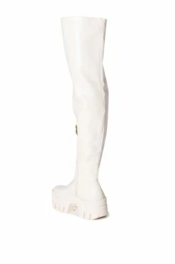 AZALEA WANG BIG STEPPER THIGH HIGH FLATFORM BOOT IN CREAM -AKIRA Sales Shop azalea wang big stepper thigh high flatform boot in cream cream 4 4