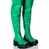 AZALEA WANG BIG STEPPER THIGH HIGH FLATFORM BOOT IN GREEN