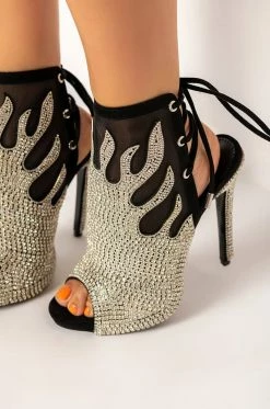 AZALEA WANG BURNING UP STILETTO BOOTIE IN BLACK -AKIRA Sales Shop azalea wang burning up stiletto bootie in black black 5 5