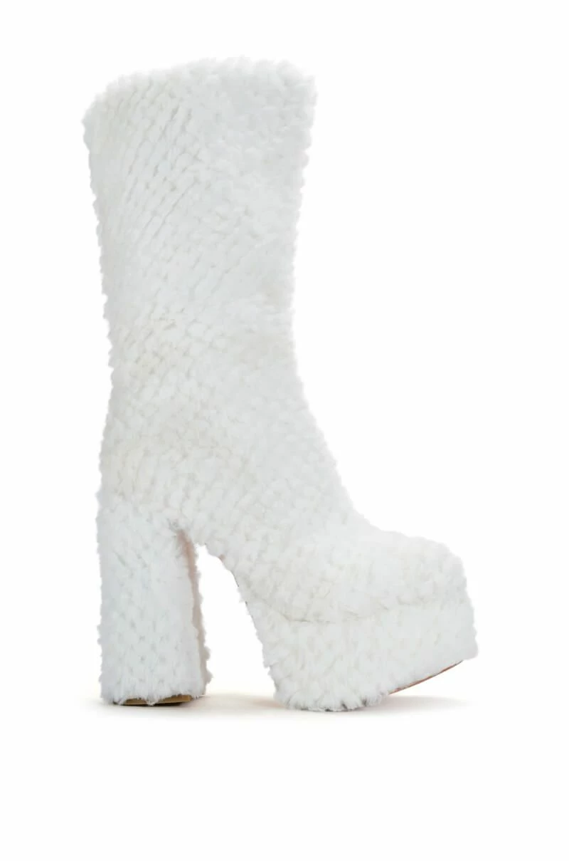AZALEA WANG COZY CUTIE FAUX FUR CHUNKY PLATFORM BOOT IN WHITE - Image 2