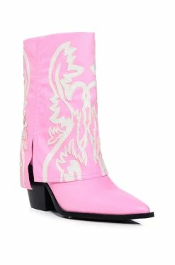 AZALEA WANG ESPERANZA WESTERN BOOTIE IN LIGHT PINK -AKIRA Sales Shop azalea wang esperanza western bootie in light pink pink 3 3
