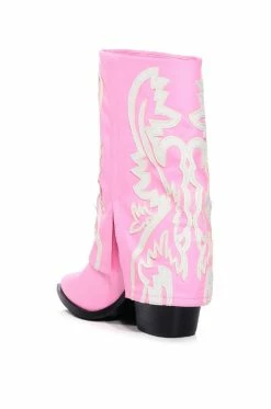 AZALEA WANG ESPERANZA WESTERN BOOTIE IN LIGHT PINK -AKIRA Sales Shop azalea wang esperanza western bootie in light pink pink 4 4