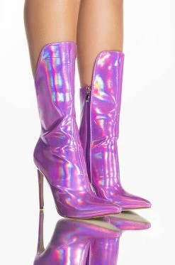 AZALEA WANG HALO HOLOGRAPHIC STILETTO BOOTIE IN PURPLE 11 AZALEA WANG HALO HOLOGRAPHIC STILETTO BOOTIE IN PURPLE -AKIRA Sales Shop azalea wang halo sexy bootie in purple purple 3 3
