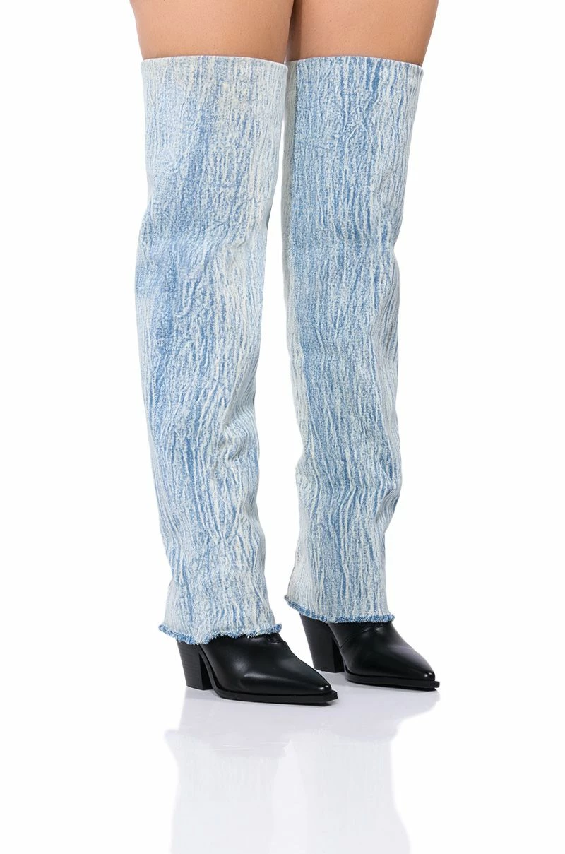 AZALEA WANG HEARD ABOUT YOU DENIM FOLD OVER BOOT