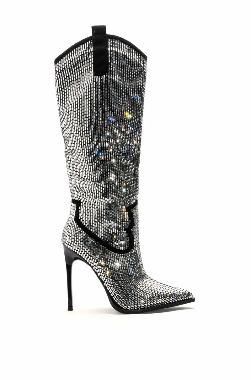 AZALEA WANG HEIDEMARIE WESTERN RHINESTONE STILETTO BOOT IN SILVER 4 AZALEA WANG HEIDEMARIE WESTERN RHINESTONE STILETTO BOOT IN SILVER - Image 2