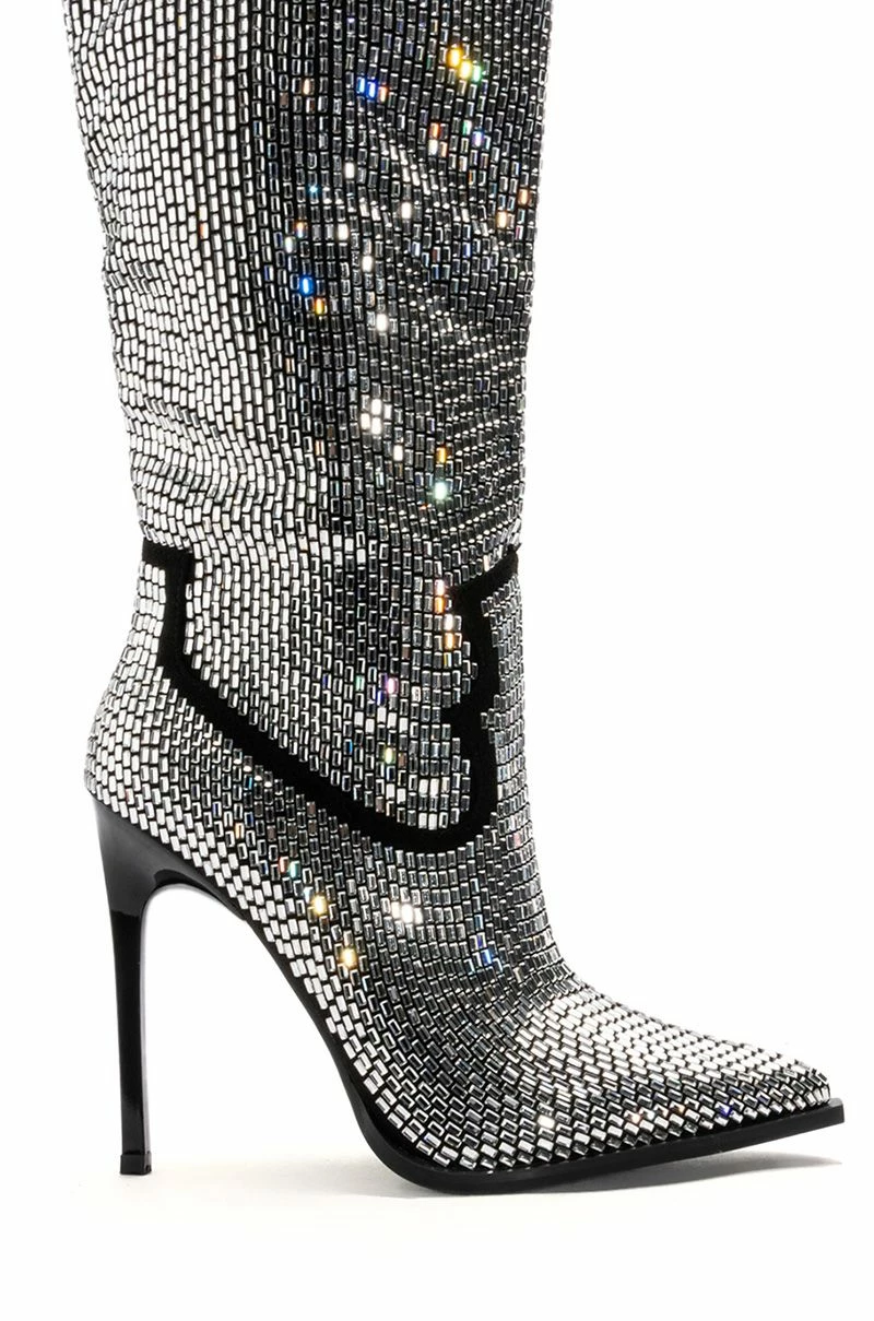 AZALEA WANG HEIDEMARIE WESTERN RHINESTONE STILETTO BOOT IN SILVER 7 AZALEA WANG HEIDEMARIE WESTERN RHINESTONE STILETTO BOOT IN SILVER - Image 5