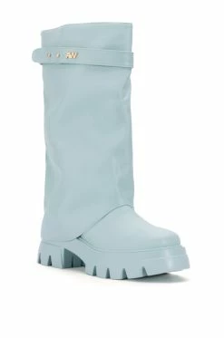 AZALEA WANG JET FOLD OVER FLATFORM BOOT IN BLUE -AKIRA Sales Shop azalea wang jet fold over flatform boot in blue blue 3 3