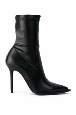 AZALEA WANG KATHERINE PU STILETTO BOOTIE IN BLACK