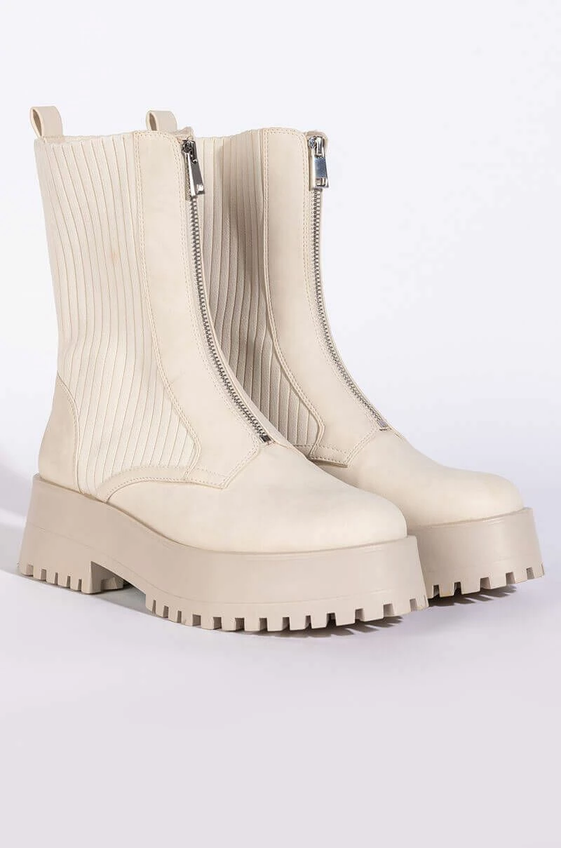 AZALEA WANG KENNEDY KNIT FRONT ZIP FLATFORM BOOTIE IN BONE 6 AZALEA WANG KENNEDY KNIT FRONT ZIP FLATFORM BOOTIE IN BONE - Image 4