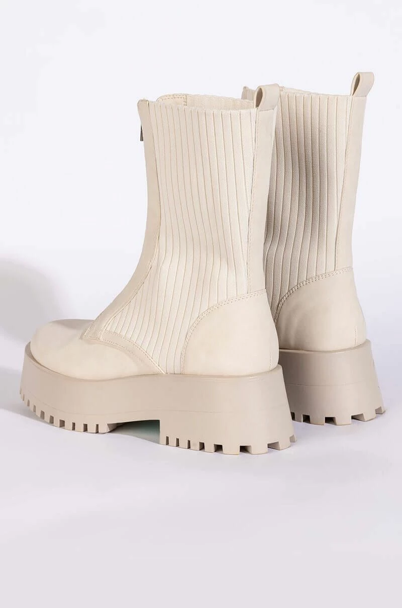 AZALEA WANG KENNEDY KNIT FRONT ZIP FLATFORM BOOTIE IN BONE 7 AZALEA WANG KENNEDY KNIT FRONT ZIP FLATFORM BOOTIE IN BONE - Image 5