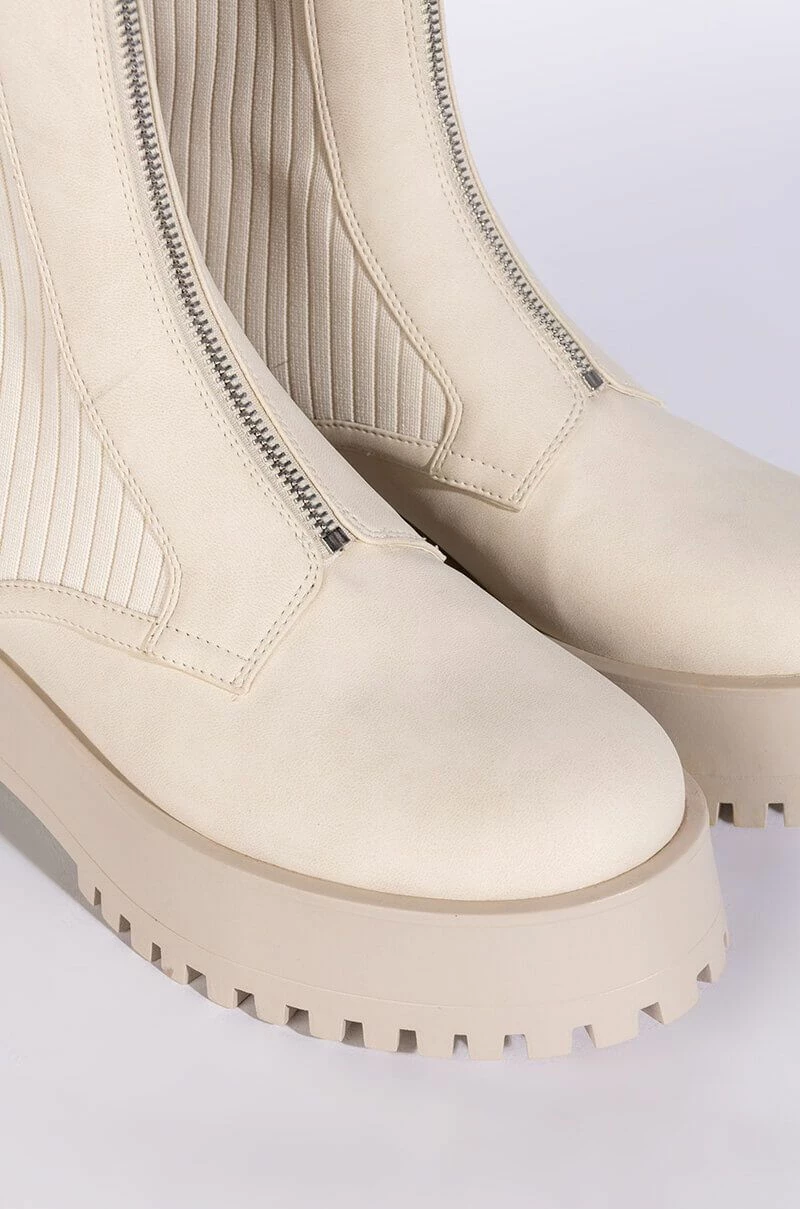 AZALEA WANG KENNEDY KNIT FRONT ZIP FLATFORM BOOTIE IN BONE 8 AZALEA WANG KENNEDY KNIT FRONT ZIP FLATFORM BOOTIE IN BONE - Image 6