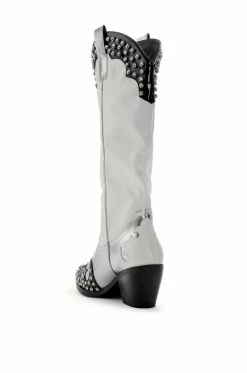 AZALEA WANG KNOX RHINESTONE EMBELLISHED WESTERN BOOT IN WHITE BLACK -AKIRA Sales Shop azalea wang knox rhinestone embellished western boot in white black white black 4 4