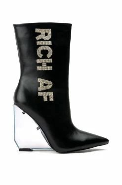 Alternative view of AZALEA WANG LAVISH RHINESTONE WEDGE BOOTIE IN BLACK