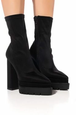 AZALEA WANG LEAH CHUNKY BOOTIE IN BLACK