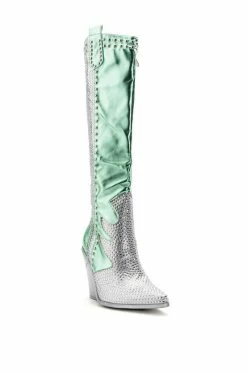 AZALEA WANG LEITTEN CHUNKY WESTERN RHINESTONE BOOT IN GREEN 9 AZALEA WANG LEITTEN CHUNKY WESTERN RHINESTONE BOOT IN GREEN -AKIRA Sales Shop azalea wang leitten chunky western rhinestone boot in green green 3 3