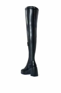 AZALEA WANG MADE FOR WALKING STRETCHY CHUNKY BOOT WITH 4 WAY STRETCH IN BLACK -AKIRA Sales Shop azalea wang made for walking stretchy chunky boot in black black 4 4