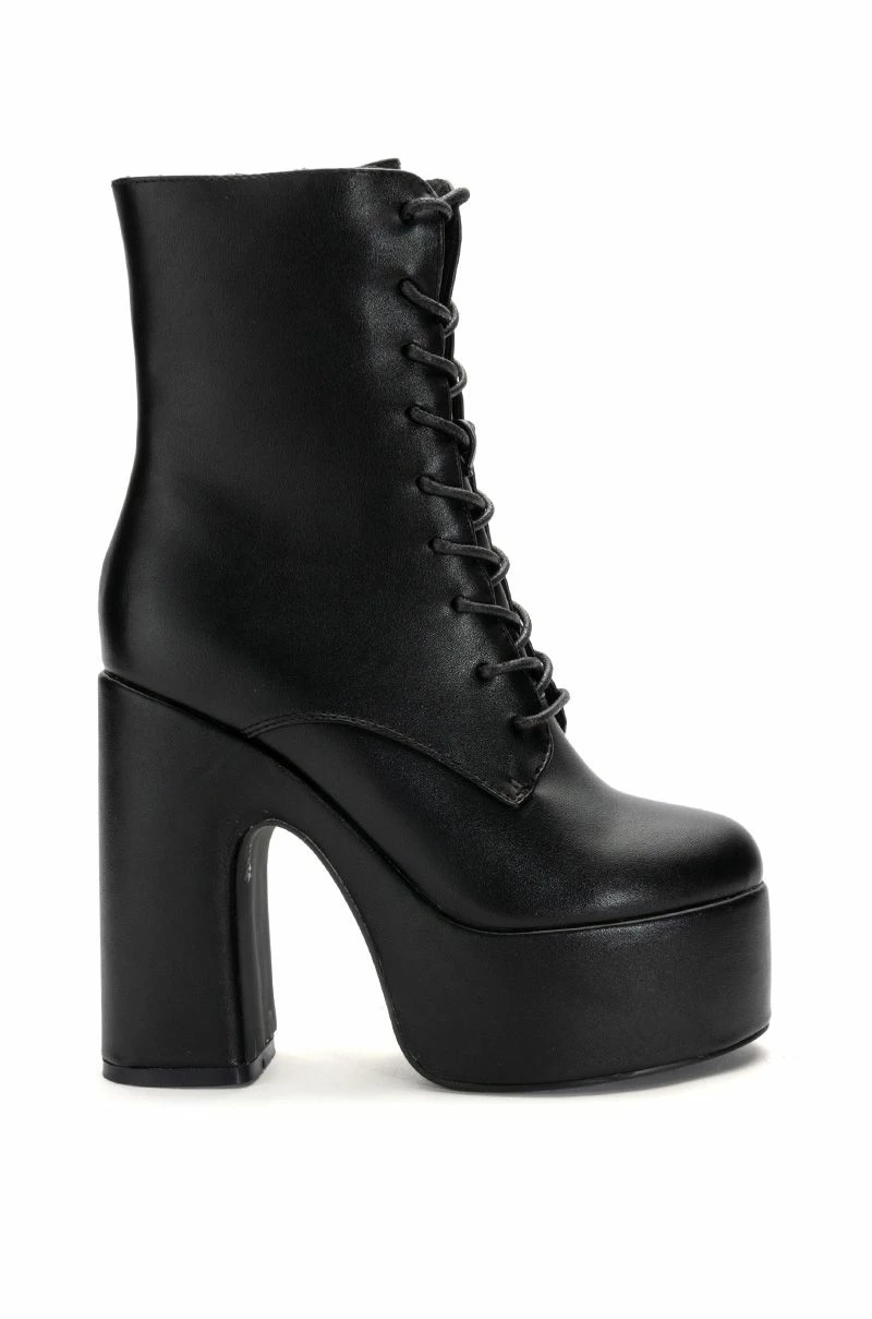 AZALEA WANG MAKE IT HAPPEN PU CHUNKY HEEL PLATFORM BOOTIE IN BLACK 4 AZALEA WANG MAKE IT HAPPEN PU CHUNKY HEEL PLATFORM BOOTIE IN BLACK - Image 2