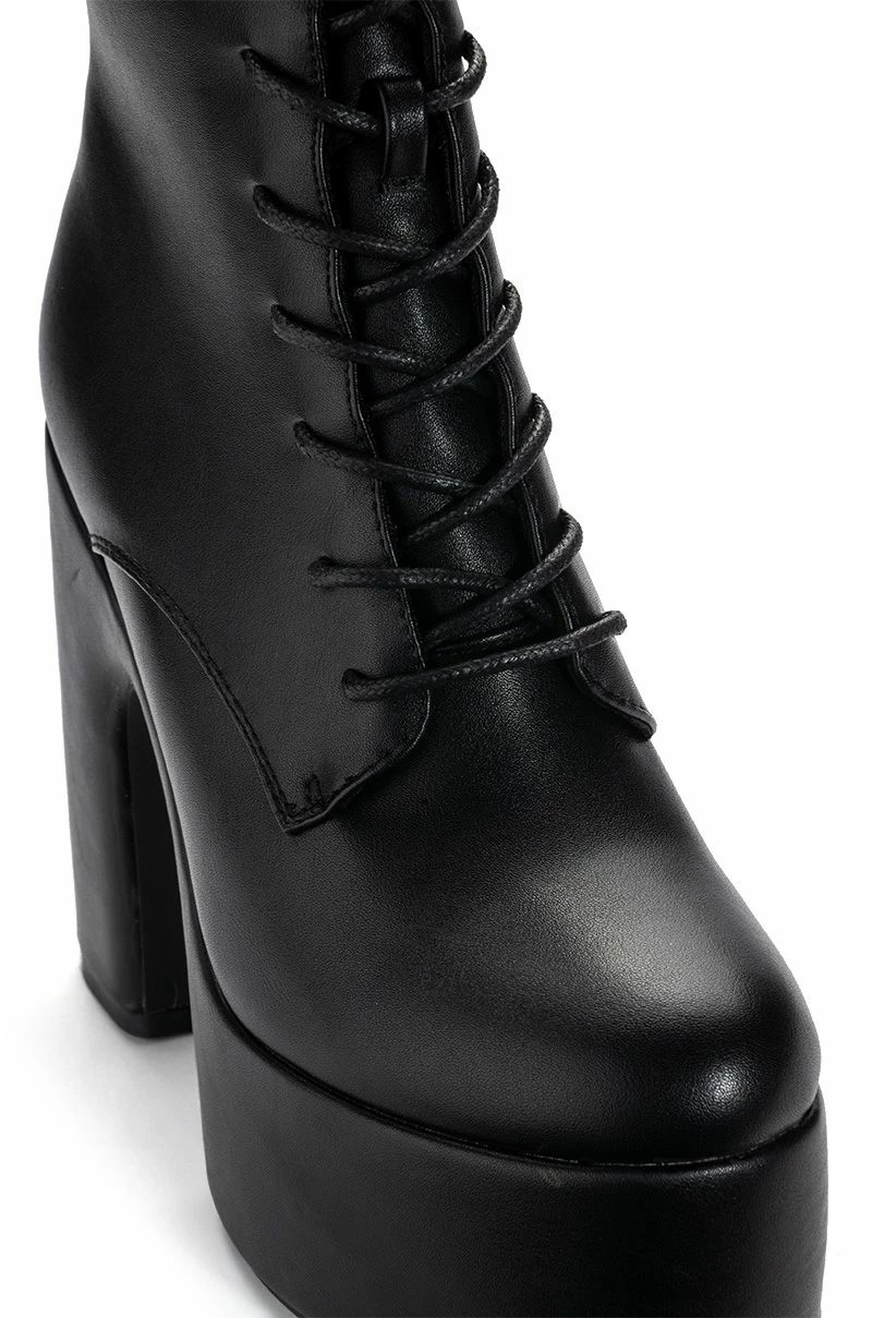 AZALEA WANG MAKE IT HAPPEN PU CHUNKY HEEL PLATFORM BOOTIE IN BLACK 7 AZALEA WANG MAKE IT HAPPEN PU CHUNKY HEEL PLATFORM BOOTIE IN BLACK - Image 5