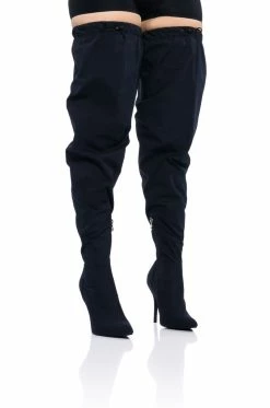 AZALEA WANG MANTIS BAGGY THIGH HIGH BOOT IN BLACK