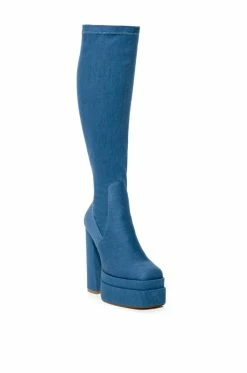 AZALEA WANG MAXINE DENIM CHUNKY BOOT -AKIRA Sales Shop azalea wang maxine denim chunky boot denim 3 3 c1