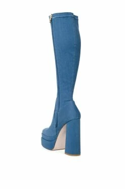 AZALEA WANG MAXINE DENIM CHUNKY BOOT -AKIRA Sales Shop azalea wang maxine denim chunky boot denim 4 4 c1