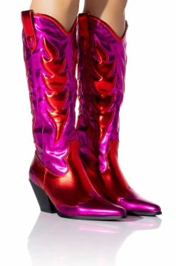 AZALEA WANG MAZIE CHUNKY WESTERN BOOT IN PINK