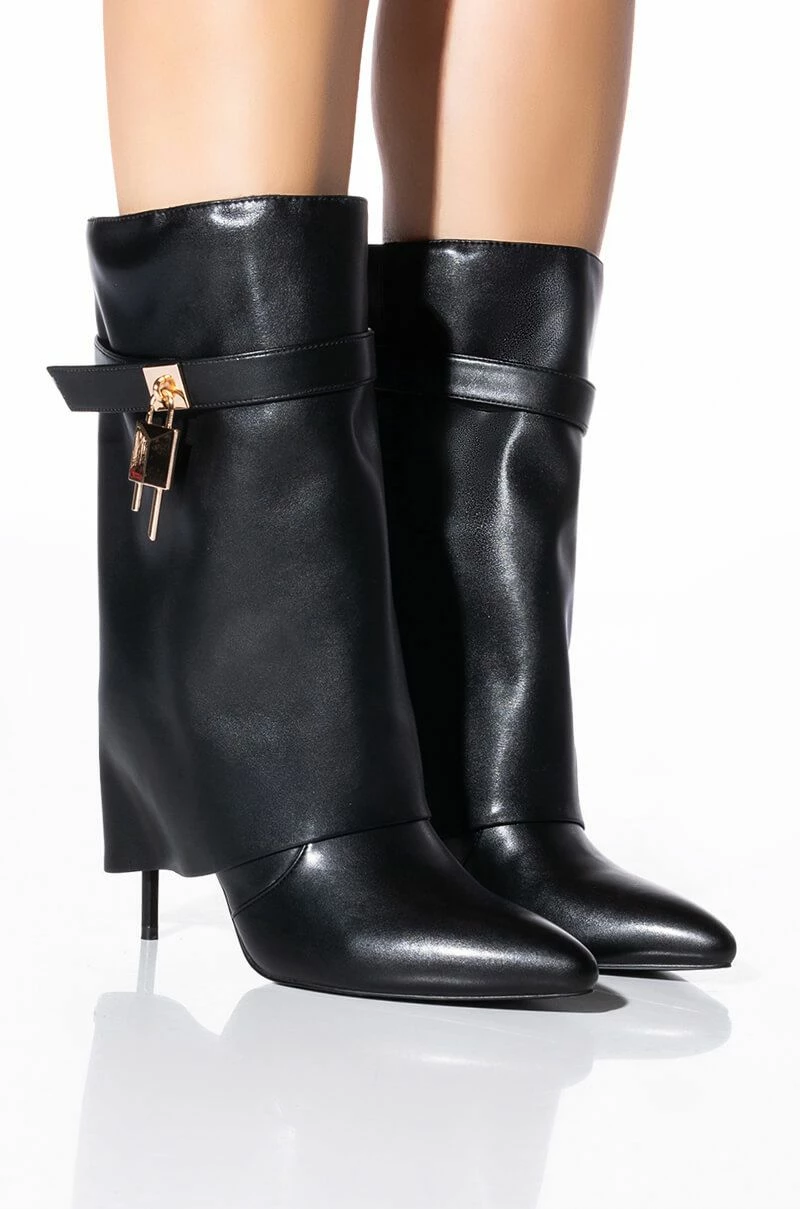 AZALEA WANG MINE FOLD OVER STILETTO BOOTIE IN BLACK 3 AZALEA WANG MINE FOLD OVER STILETTO BOOTIE IN BLACK
