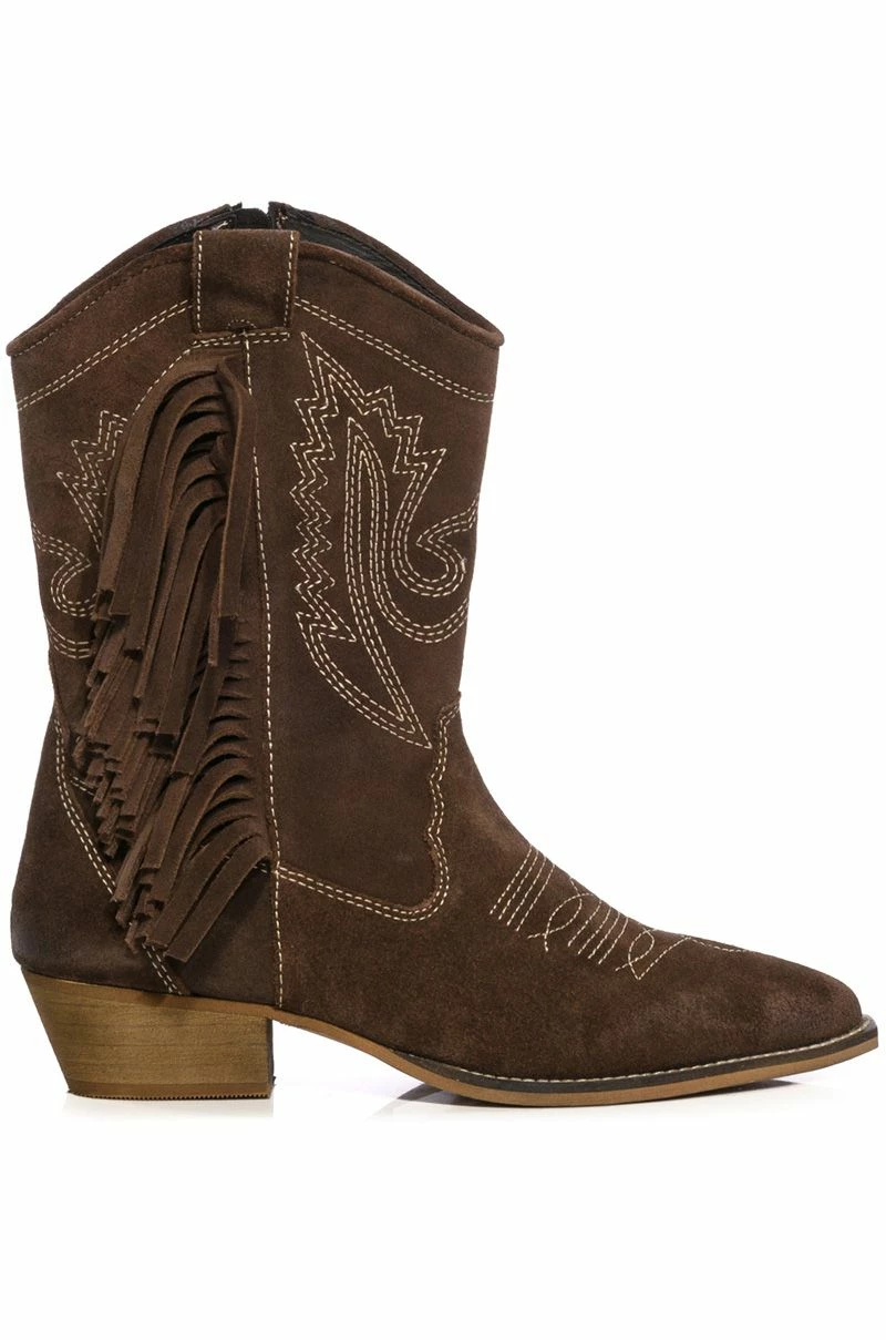 AZALEA WANG GENUINE LEATHER MOCO MOCHA WESTERN BOOT - Image 2