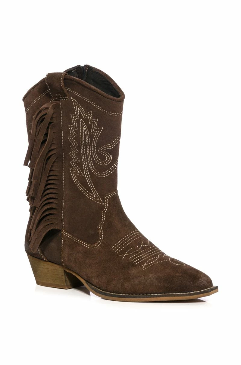 AZALEA WANG GENUINE LEATHER MOCO MOCHA WESTERN BOOT - Image 3