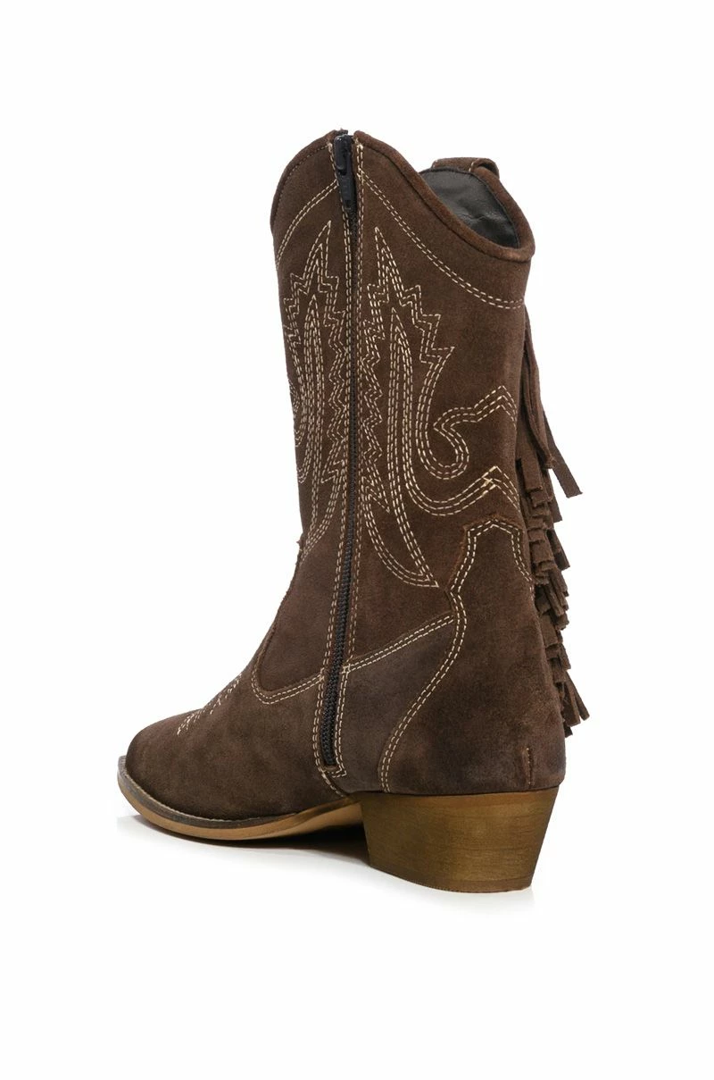 AZALEA WANG GENUINE LEATHER MOCO MOCHA WESTERN BOOT - Image 4