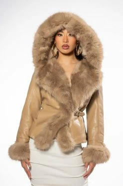 AZALEA WANG NABINA FAUX FUR LINED HOODED MOTO 14 AZALEA WANG NABINA FAUX FUR LINED HOODED MOTO -AKIRA Sales Shop azalea wang nabina fur lined moto caramel 4 4