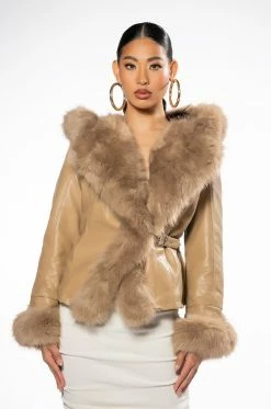 AZALEA WANG NABINA FAUX FUR LINED HOODED MOTO 15 AZALEA WANG NABINA FAUX FUR LINED HOODED MOTO -AKIRA Sales Shop azalea wang nabina fur lined moto caramel 5 5