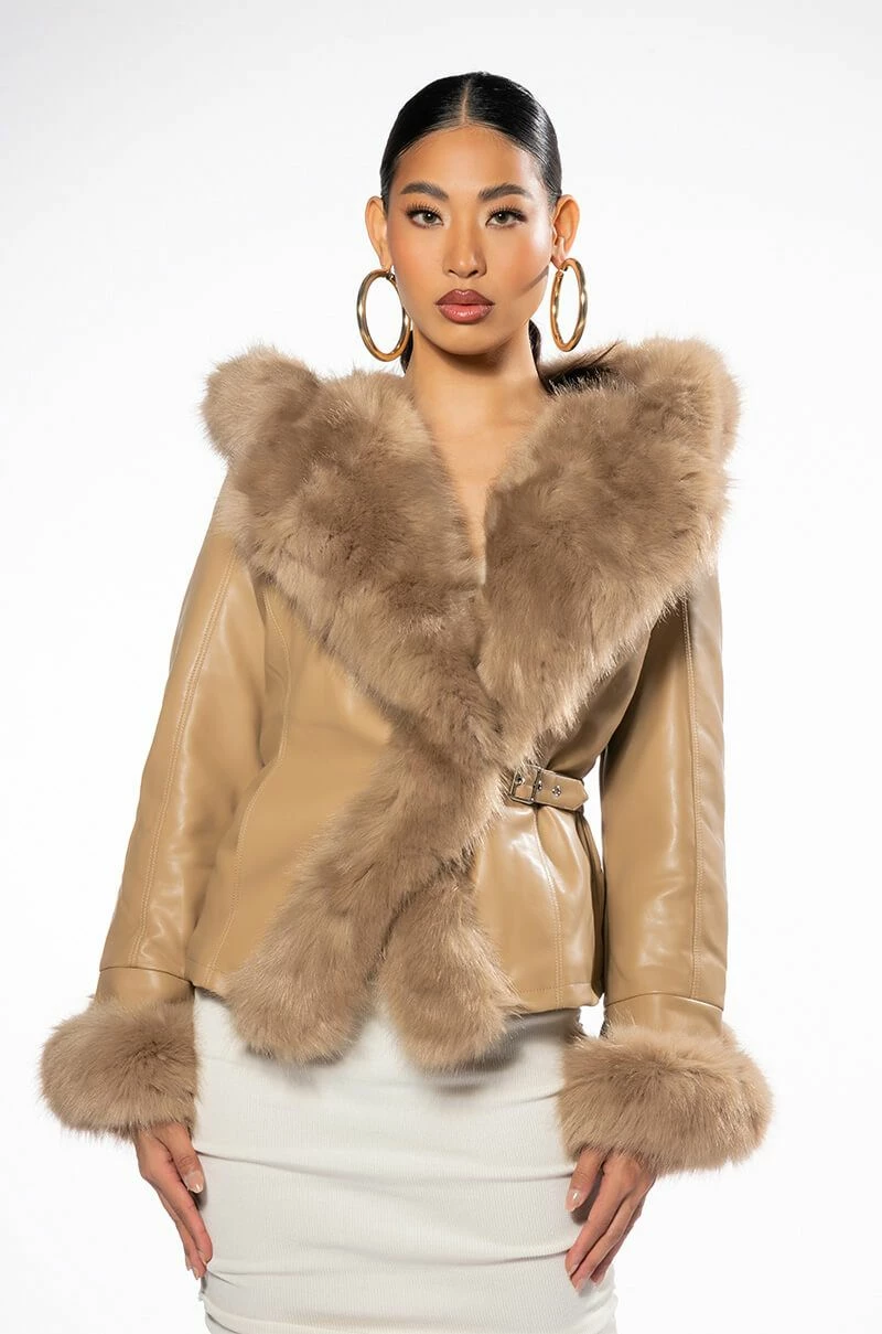 AZALEA WANG NABINA FAUX FUR LINED HOODED MOTO 7 AZALEA WANG NABINA FAUX FUR LINED HOODED MOTO - Image 5